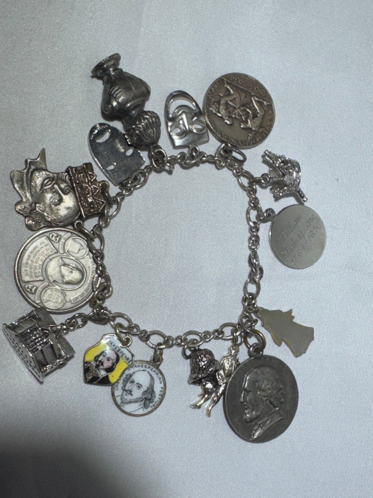Vintage Sterling Silver Oregon Shakespeare Festival Charm Bracelet – Theater Souvenir